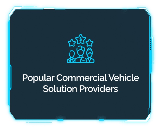 This customer tile reads Popular Commercial Vehicle Solution Providers, with an icon of a team under stars.