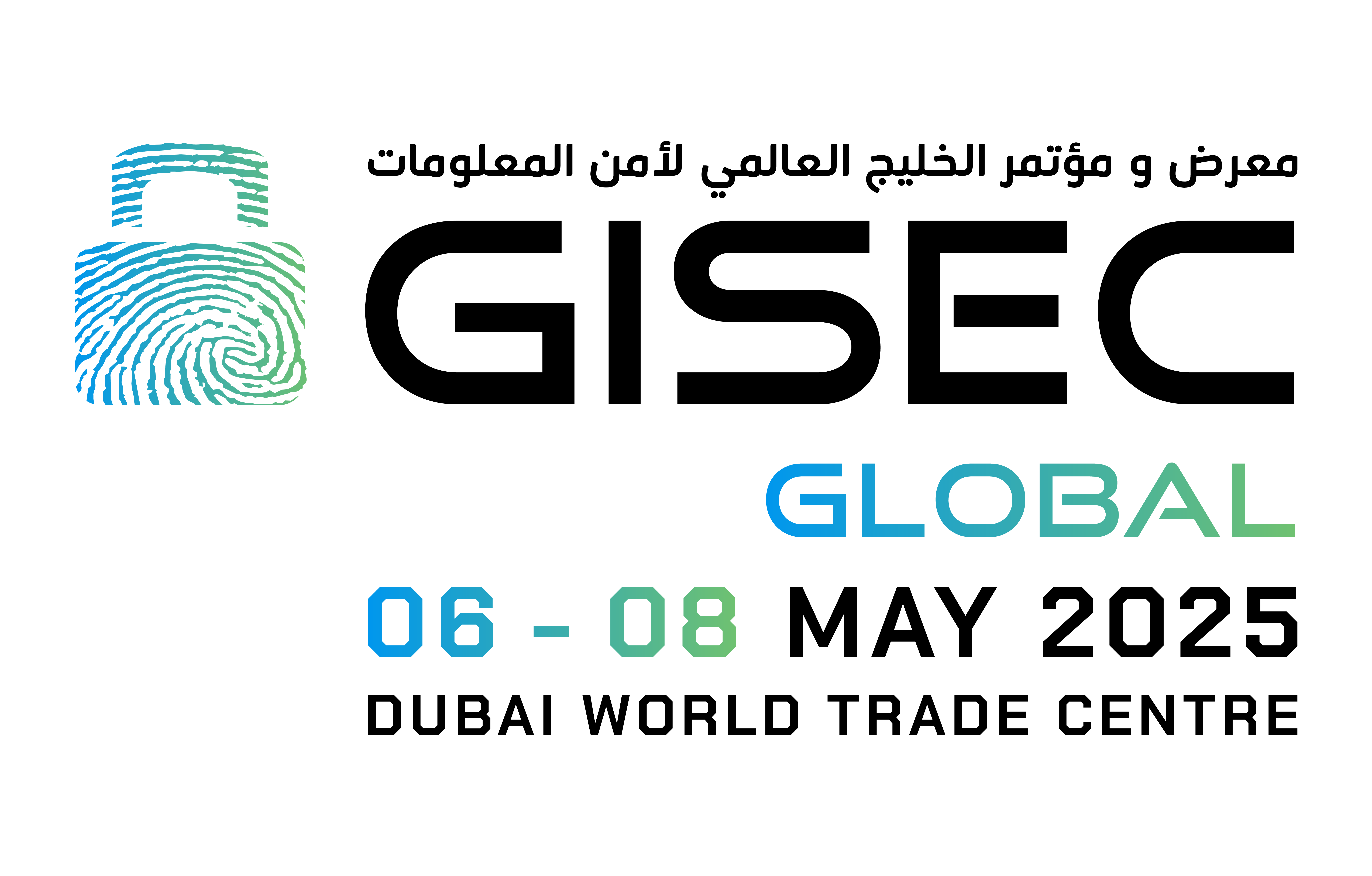 This is the GISEC Global logo for the 6 to 8 May 2025 edition at the Dubai World Trade Centre.