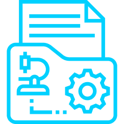 This icon shows a folder with a microscope and a gear.