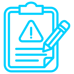 This icon shows a clipboard with a warning sign and a pencil.