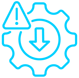 This icon shows a gear with a warning sign and a download arrow.