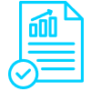 This icon shows a report with a chart and a check mark.