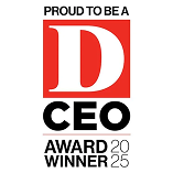 This badge reads Proud to be a D CEO Award Winner 2025.
