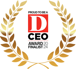 D CEO Award Finalist 2024 badge with laurel wreath