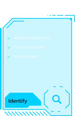 This tile shows the Identify function of the NIST Cybersecurity Framework 2.0 with its categories: asset management, risk assessment and improvement.